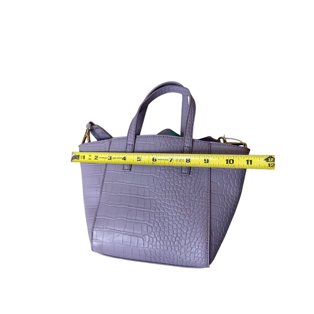 Lilac Faux Croc Tote Bag Purse Floral Lining Rainbow Strap Fairy Mermaid Easter - Picture 5 of 16